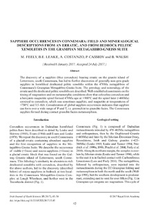 Sapphire occurrences in Connemara: Field and mineralogical descriptions from an erratic, and from bedrock pelitic xenoliths in the Grampian Metagabbro-Gneiss Suite